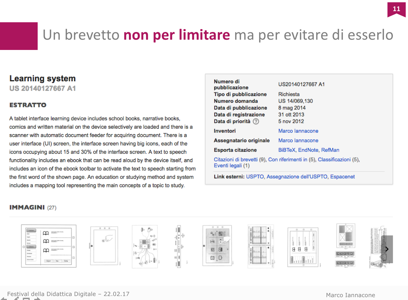 Historical slide showing EdiTouch Learning System patent