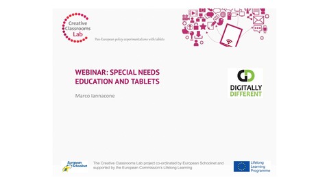 Presentazione webinar Special Needs Education and Tablets, 2015